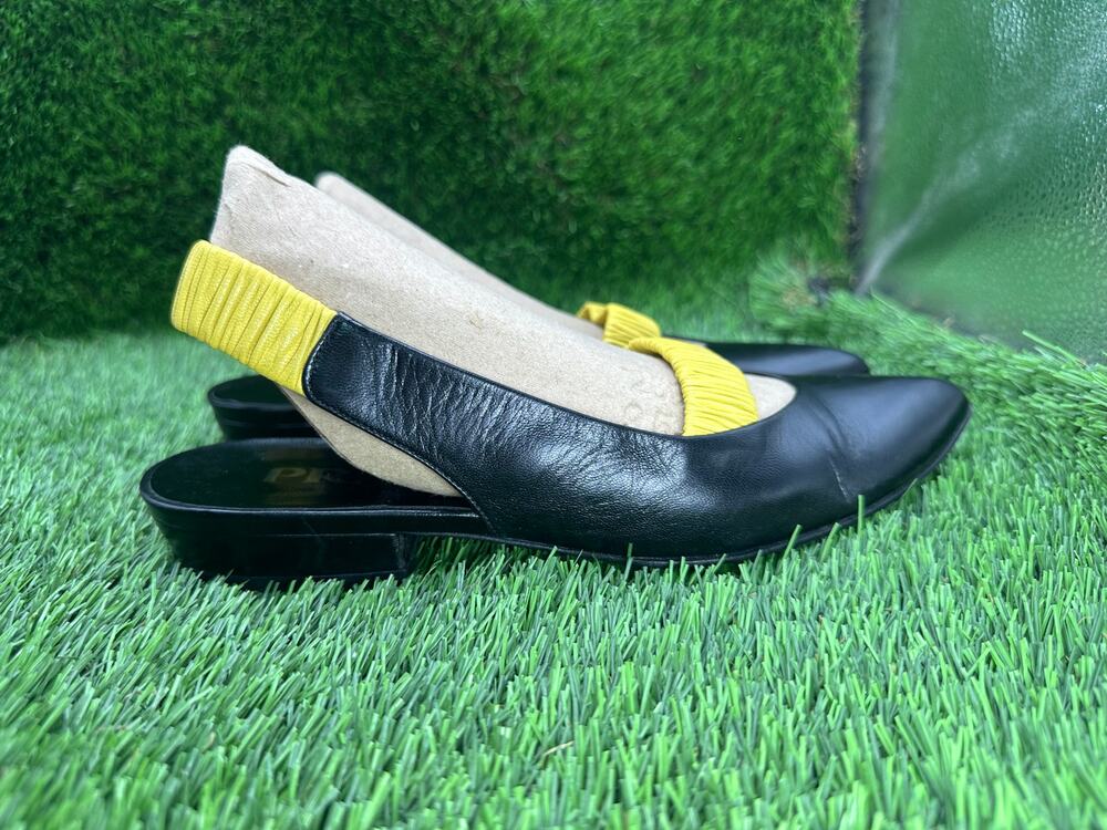 Prada Slingback Sandal Womens 5 Black Leather Slip-On Pointed Toe Party Cocktail
